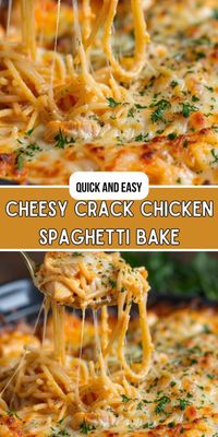 Cheesy Crack Chicken Spaghetti Bake