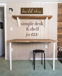 Tutorial for building a simple desk, shelving and brackets on the cheap!