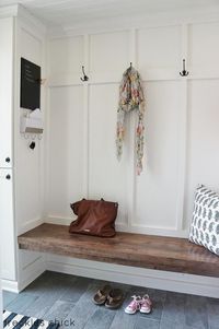 Rustic Mudroom with board and batten wall from Freckles Chick | Friday Favorites at www.andersonandgrant.com