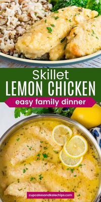 Easy Lemon Chicken - homemade or storebought chicken tenders with a simple lemon sauce will be your new favorite family dinner that you can even make gluten free! Serve over rice, pasta, or potatoes for a delicious, satisfying meal you can enjoy on a weeknight or special occasion.