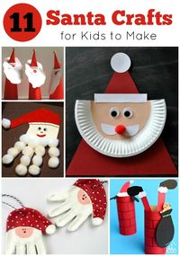 10 Santa Crafts for kids to make this Christmas. Have fun making ornaments for your Christmas Tree, crafts from paper and paper-plates and ideas for Santa keepsake gifts.