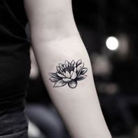 Small water lily flower tattoo design. Safe and non-toxic, waterproof temporary tattoo sticker.