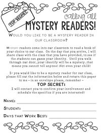 Resource pack for implementing a mystery readers program in your classroom!