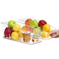 The Prep & Savour Clear Organizing Bins on Wheels make cooking, snacking, and packing simple and easy. Easily access small kitchen items that might otherwise get lost in the back of your fridge. Use the back wheels to pull the tray out smoothly and retrieve or restock items in seconds. | Prep & Savour Storage Bin 5.5 H x 14.0 W x 6.0 D in Plastic in Clear | 6.0" L x 14.0" W x 5.5" H | Wayfair | Organization