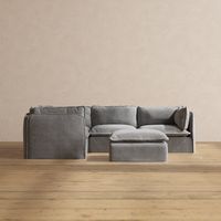 Modular Performance 4-Seater Corner Sectional + Ottoman in Ash | Relax