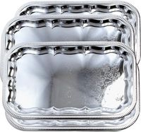 Amazon.com: MARO MEGASTORE (Pack of 4 16.1-Inch x 12.2-Inch Oblong Rectangular Trim Victoria Floral Engraved Catering Chrome Plated Serving Plate Mirror Food Candle Deco Art Tray Platter Party(Medium) T227-4pk : Home & Kitchen