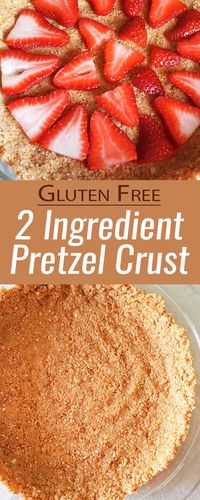 This 2-ingredient pretzel crust is about the easiest semi-homemade crust you can make and it is so much more impressive than a plain graham cracker crust! If you want to add a little extra salty-sweet flair to your special dessert, blitz some pretzels up and enjoy!!  #crust #dessert #glutenfree #nobake #pretzel #recipe #easy