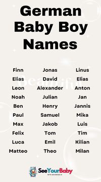 German baby boy names are strong and full of power. Perfect for parents wanting a name with history and significance for their little one.