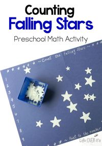 Counting Falling Stars: This Preschool math activity for counting is perfect for building number recognition and learning one-to-one correspondence. Click to get the details for playing with your preschooler today.