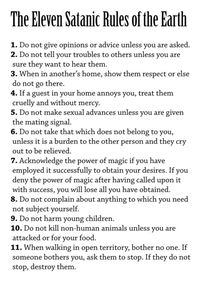 PSA: LaVeyan Satanists do not worship Satan. You're thinking of "Theistic Satanists", which really don't exist outside of 12-year-old emo kids playing pretend. Basically all Satanists just worship themselves.