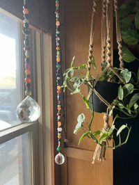 Sun crystal, beaded sun crystal, window decorations, sun catcher, beaded sun catcher, apartment inspiration, beaded window dressing, antique home decor, vintage home decor, diy