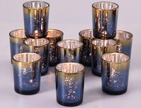 PRICES MAY VARY. ❤️DISTINCTIVE NAVY+GOLD DESIGN -- Giving a Gorgeous But Timeless Look: We chose to add gold to the top of the blue cup body to add a sense of sophistication, perfect for navy and gold-themed decoration. Mercury speckled effect on the votive candle holders will enhance the natural warm light of candles, keep shining in your life. ❤️ELEGANT TABLE CENTERPIECES -- Create A Relaxing and Romantic Ambiance for Wedding/Engagement: These pretty navy candle holders are both stylish and cu