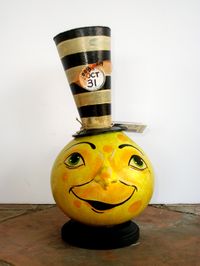 Mayor McMoonbeam - crafted from a cannonball gourd and handpainted in ohio by artist, Carolyn Lockwood