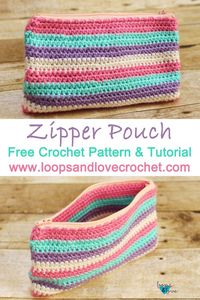 Crochet zipper pouch! Free pattern and photo tutorial for crocheting around a zipper (no sewing!)