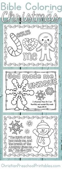 Christmas Bible Coloring Pages. A great set of free christian coloring pages and bible verse activities for little ones. Includes suggested book accompaniments.