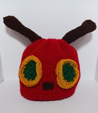 Knitted Caterpillar Hat Handmade 12 Months 1 Year Old Red Hungry, Hungry Caterpillar Theme Birthday. Your little one will look cute for a birthday party, special photos, or something special on a regular day with this caterpillar hat. For boys and girls 12 months and up. The measurements are approximately: 7.5 inches across, 16.25 inches around, and 6.5 inches from top to bottom (not including antennas) Made from acrylic yarn. Thanks for looking!