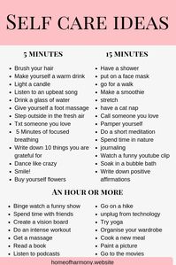 PIN THIS LIST! save this list as a reference for self care ideas. even when you are short on time! Self care has so many benefits- make sure you click the link to read how it can change your life and boost your personal growth. #lawofattraction #produc