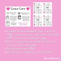 Cookie Care Instruction Card Digital Download for Bakers - Etsy