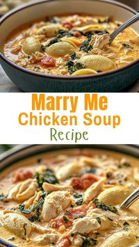 Warm your heart with this delicious Marry Me Chicken Soup! This cozy recipe features tender chicken, hearty vegetables, and rich flavors that will make everyone ask for seconds. Perfect for a comforting dinner on chilly nights or a special occasion! Enjoy this soul-soothing dish with a side of crusty bread!