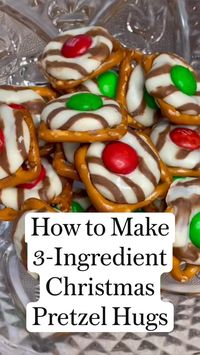 Everyone could use these kinds of hugs during the holiday season! Luckily, this festive dessert recipe is so tasty and easy to make. Here’s how to make Christmas pretzel hugs with just three ingredients: pretzel snaps, Hershey’s hugs and M&Ms. 3-Ingredient Christmas Pretzel Hugs Recipe Place pretzel snaps onto a baking sheet, then top with Hershey’s hugs. Bake at 200 degrees for five minutes, then top with M&Ms. Chill for 10 minutes, then serve!  Ingredients  • Pretzel Snaps  • Hershey’s Hugs  • M&Ms, red and green