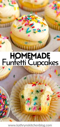 Homemade Sour Cream Funfetti Cupcakes - Kathryn's Kitchen