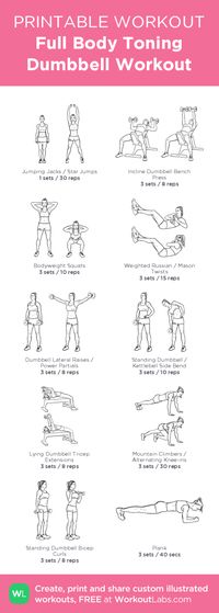 Full Body Toning Dumbbell Workoutmy custom exercise plan created at WorkoutLabs.com Click through to download as a printable workout PDF #customworkout