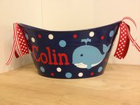 Personalized oval tub Beach Whale Crab or other by DeLaDesign, $12.00