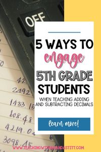 Are you teaching adding and subtracting decimals to your 5th grade students? Want to find some new ideas to engage them more while teaching this important skill? This blog post is just what you need. It is filled with 5 engaging strategies that will help your students learn and practice decimal skills. Discover hands-on activities, worksheets, word problems, centers, math projects, manipulatives, and more that can be used to engage your students and help their understanding of the concept.