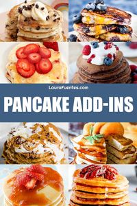 Transform plain pancakes into a delicious stack with these epic add-ins! This post has a list of ingredients you can add to your pancake batter as well as how much to add without messing it up!