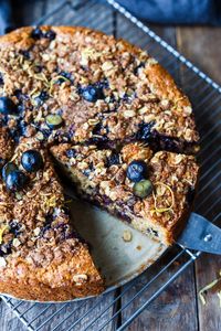 A deliciously tender Blueberry Coffee Cake with hints of cinnamon, lemon and a crunchy oat crumble topping. Great for breakfast ideas to enjoy with a cup of coffee or tea or serve with fresh whipped cream as dessert recipes!