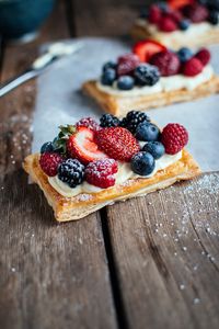 puff pastry fruit tarts with lemon curd whipped cream