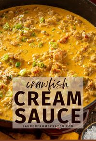 Make your pasta dishes stand out with a Cajun crawfish cream sauce. This creamy sauce is full of flavor and easy to make. It's perfect for a weeknight dinner or a special meal. It's a great way to use up those leftover crawfish. See more Louisiana recipes at LaurenFromScratch.com.