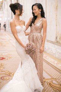 I Am In LOVE With This Wedding Dress!! Rose gold bridesmaids dresses: a unique bridal party look! - Wedding Party