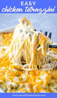 Easy Chicken Tetrazzini Recipe #casserole #familyfreshmeals #chickencasserole #tetrazzini #familydinner #chickenrecipe #chicken #pasta