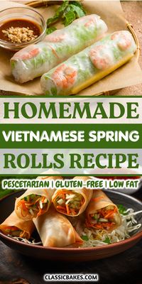 Vietnamese Spring Rolls are a quick and satisfying summer meal filled with shrimp, vegetables, herbs, and noodles, dipped in sweet chili sauce, perfect for hot days.