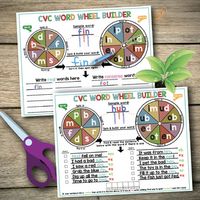 CVC Phonics Word Wheels, CVC Games for Centers, Kindergarten Word Family Games