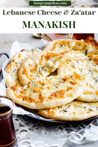 A delicious soft dough topped with cheesy goodness and Za'atar with a hot cup of tea for breakfast. This Lebanese manakish recipe is so easy to make and I guarantee you'll be so impressed by your own dough and manakish making skills