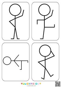 Printable Exercise Stick Figure Physical Workout for Kids