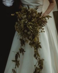 All greenery wedding.  This stunning trailing bridal bouquet is filled with texture and beauty