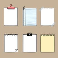 Download this Set Of Cute Hand Drawn Blank Paper Sticky Note Pad With Tape And Clip Template Text Box vector illustration now. And search more of iStock's libra