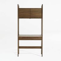 Tate Walnut Bookcase Desk with Outlet + Reviews | Crate & Barrel