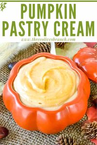 Pumpkin Pastry Cream is a perfect fall dessert recipe! Use this custard in anything that needs creme patisserie like tarts, eclairs, doughnuts, and cream puffs! Gluten free autumn flavors of pumpkin spice.