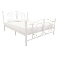 The Room & Joy Braxton Metal Bed completely embodies upscale elegance with its classical design and detail. The Braxtons’ frame design is sophisticated and is the perfect addition for any guestroom or bedroom. The sturdy slat support system provides optimal support for the mattress, and allows air to pass freely under the bed so the mattress will be fresh for years without the necessity of a foundation or box spring. Use fun accent pillows, a cozy comforter, and enjoy restful sleeps.