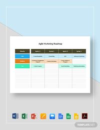 Instantly Download Agile Marketing Roadmap Template, Sample & Example in Microsoft Word (DOC), Microsoft Excel (Xls), Microsoft PowerPoint (PPT), Apple Pages, Apple Numbers, Apple Keynote, Google Docs, Google Sheets, Google Slides, PDF Format. Available in A4 & US Letter Sizes. Quickly Customize. Easily Editable & Printable.