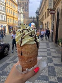 Filled chimney cake in Prague