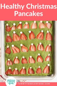 Bright green and super fun, these Christmas Pancakes are a perfect holiday breakfast to share with the kids. They can be made on the stovetop or in the oven, and are packed with nutrition—and yummy flavor!