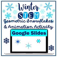 A Digital STEM Activity for Google Slides includes two activities for students to practice SO MANYtechnology skills along with geometry skills! Includes an introduction video on the Science of Snowflakes (optional) Activity 1 includes a How-To-Create Geometric Snowflakes Video to assist students in creating geometric snowflakes by grouping shapes and using guides. Students will create three snowflakes and then create one on their own. Activity 2 includes a How-To-Create Snowflakes Animation Vide