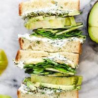 Green Goddess Cream Cheese and Veggie Sandwich | foodiecrush.com