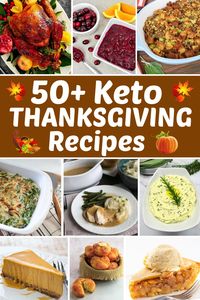 50+ Best Keto Thanksgiving Recipes There's no need to jump off the Keto wagon for one holiday, when you have so many tasty options!  With over 50 great Keto and Low Carb recipe ideas, you can enjoy your Thanksgiving dinner without feeling one bit deprived! #ketothanksgivingrecipes #lowcarbthanksgivingrecipes #glutenfreethanksgiving