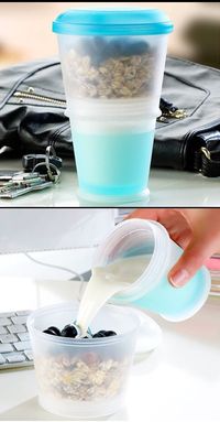 On-the-go milk & cereal container. I need this!